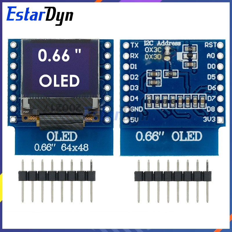 Wemos D1 Mini - Oled LED LCDディスプレイシールド,oledモジュール,wemos d1,mini,esp32,64x48,iic,i2C,0.66 