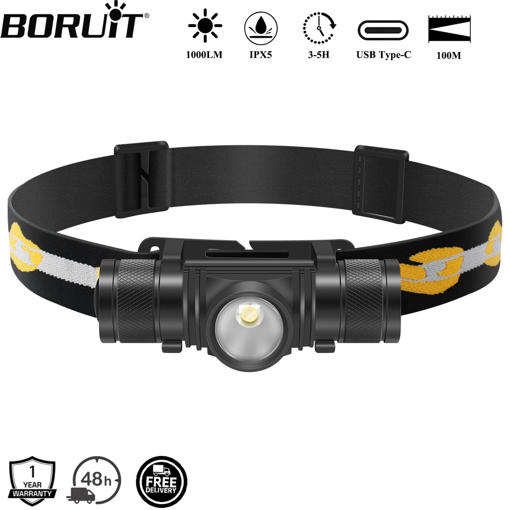 Lolin D32 - BORUiT D10 1000LM LED ヘッドランプ強力な軽量ヘッドライト Type-C